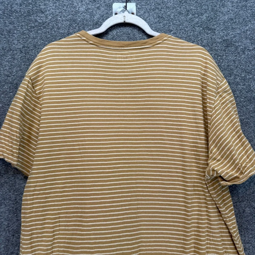 Katin Tshirt Mens Large Gold Yellow White Striped Pocket Short Sleeve Tee Casual